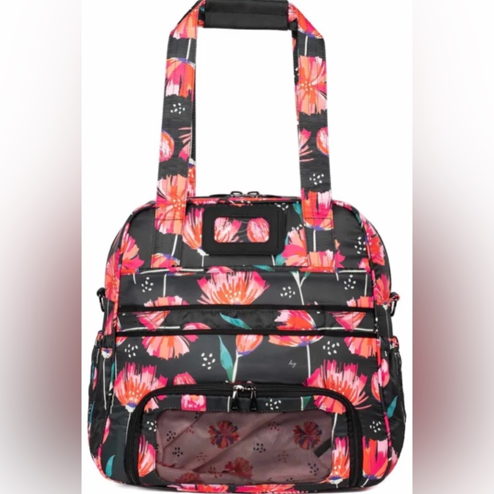 Lug Puddle Jumper LE Tote Bag. Pom Pom Floral Black. NWT - Picture 3 of 11